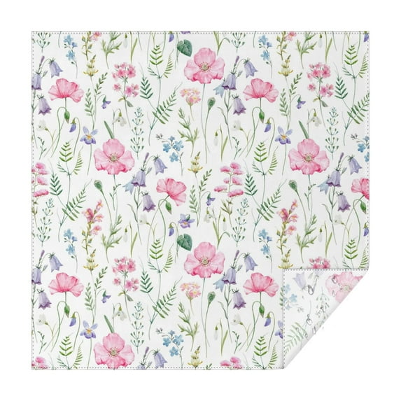 Pioneer Flower Floral Print Pattern Square Tablecloth,Waterproof Square Table Cover,Wipeable Spillproof Washable Table Cover for Home Kitchen Party Decor 42"X42"(107x107cm)