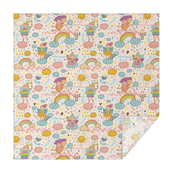 Fairy Princess Rainbow Pattern Square Tablecloth,Waterproof Square Table Cover,Wipeable Spillproof Washable Table Cover for Home Kitchen Party Decor 52"x52"(132x132cm)