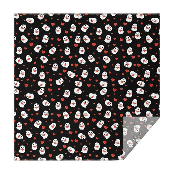 Halloween Ghosts with Red Hearts Square Tablecloth,Waterproof Square Table Cover,Wipeable Spillproof Washable Table Cover for Home Kitchen Party Decor 60"x60"(152x152cm)