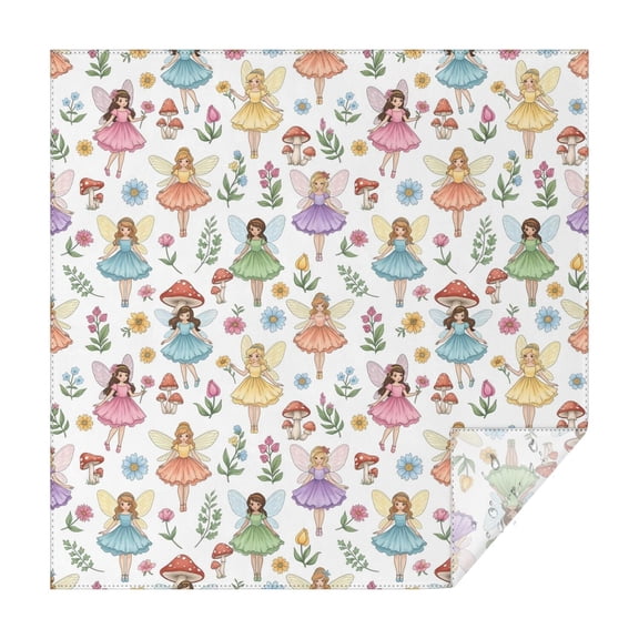 Colorful Fairy Flower Pattern Square Tablecloth,Waterproof Square Table Cover,Wipeable Spillproof Washable Table Cover for Home Kitchen Party Decor 42"X42"(107x107cm)
