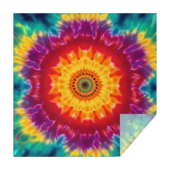 Colorful Tie Dye Mandala Pattern Square Tablecloth,Waterproof Square Table Cover,Wipeable Spillproof Washable Table Cover for Home Kitchen Party Decor 42"X42"(107x107cm)
