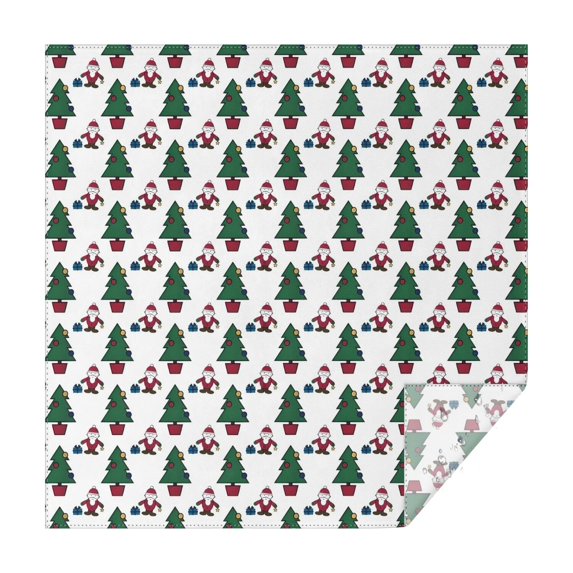 White Christmas Santa and Tree Pattern Square Tablecloth,Waterproof Square Table Cover,Wipeable Spillproof Washable Table Cover for Home Kitchen Party Decor 42"X42"(107x107cm)