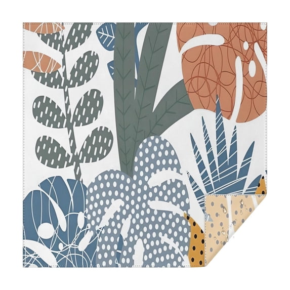 Blue Boho Plant Pattern Square Tablecloth,Waterproof Square Table Cover,Wipeable Spillproof Washable Table Cover for Home Kitchen Party Decor 42"X42"(107x107cm)