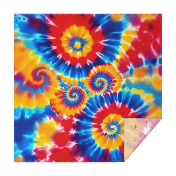 Colorful Tie Dye Multi Spiral Pattern Square Tablecloth,Waterproof Square Table Cover,Wipeable Spillproof Washable Table Cover for Home Kitchen Party Decor 42"X42"(107x107cm)