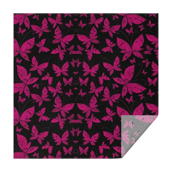 Black Pink Butterfly Pattern Square Tablecloth,Waterproof Square Table Cover,Wipeable Spillproof Washable Table Cover for Home Kitchen Party Decor 42"X42"(107x107cm)