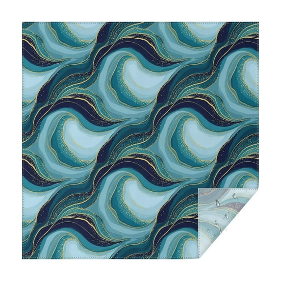 Blue Gold Wave Marble Pattern Square Tablecloth,Waterproof Square Table Cover,Wipeable Spillproof Washable Table Cover for Home Kitchen Party Decor 52"x52"(132x132cm)