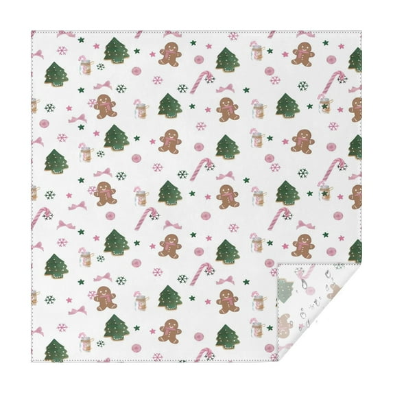 White Christmas Gingerbread Man Pattern Square Tablecloth,Waterproof Square Table Cover,Wipeable Spillproof Washable Table Cover for Home Kitchen Party Decor 52"x52"(132x132cm)