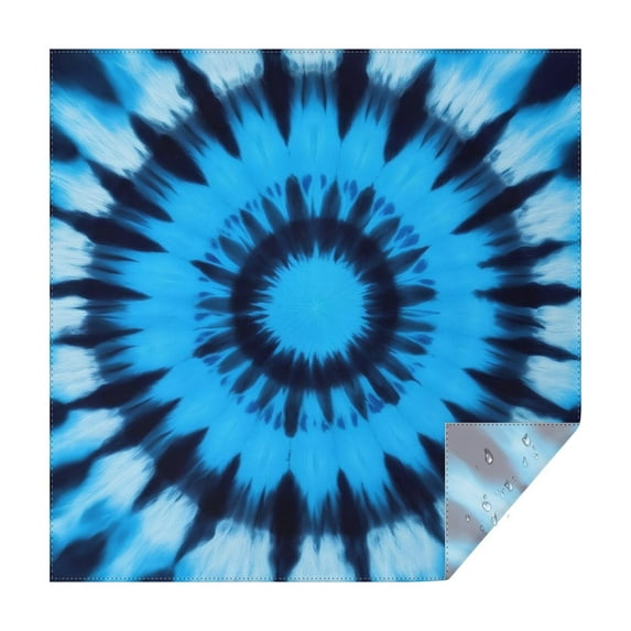 Blue Tie Dye Spiral Pattern Square Tablecloth,Waterproof Square Table Cover,Wipeable Spillproof Washable Table Cover for Home Kitchen Party Decor 42"X42"(107x107cm)