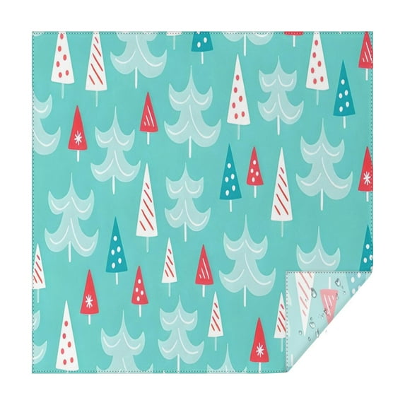 Turquoise Christmas Tree Pattern Square Tablecloth,Waterproof Square Table Cover,Wipeable Spillproof Washable Table Cover for Home Kitchen Party Decor 60"x60"(152x152cm)