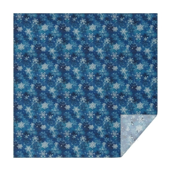 Blue Christmas Snowflake Pattern Square Tablecloth,Waterproof Square Table Cover,Wipeable Spillproof Washable Table Cover for Home Kitchen Party Decor 42"X42"(107x107cm)