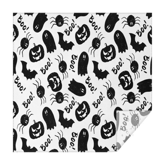 Halloween Black Ghosts Bats and Pumpkins Square Tablecloth,Waterproof Square Table Cover,Wipeable Spillproof Washable Table Cover for Home Kitchen Party Decor 52"x52"(132x132cm)