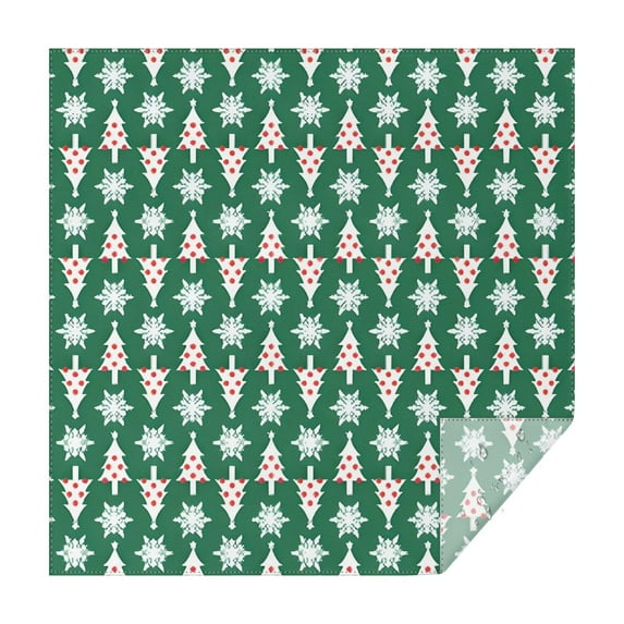 Green Christmas Tree and Snowflake Pattern Square Tablecloth,Waterproof Square Table Cover,Wipeable Spillproof Washable Table Cover for Home Kitchen Party Decor 42"X42"(107x107cm)