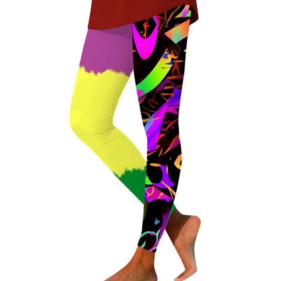 Leggings For Women Workout Out Leggings Easter Y Print Color Block Pants Soft Stretchy Leggings