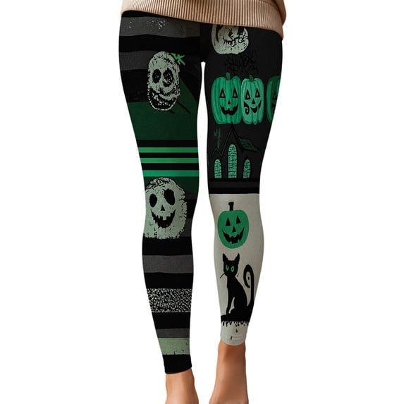 Leggings For women Mummy Skull Print 4-Way Stretch Casual Fashion Tummy Control Leggings