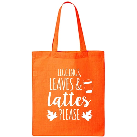 Leggings, Leaves & Lattes Please Cotton Canvas Tote Bag