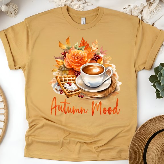 Leggings Leaves Lattes Please T-Shirt | Fall Coffee Lover Tee | Cozy Autumn Outfit, Gold, Size XL