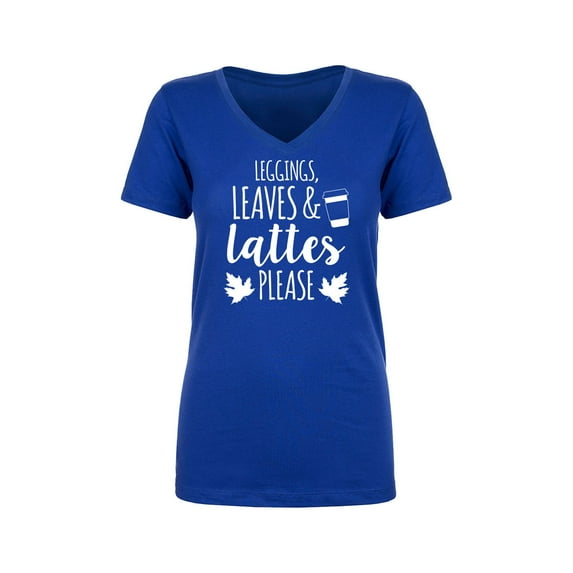 Leggings, Leaves & Lattes Please Womens V-Neck T-Shirt