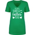 thumbnail image 1 of Leggings, Leaves & Lattes Please Womens V-Neck T-Shirt, 1 of 2
