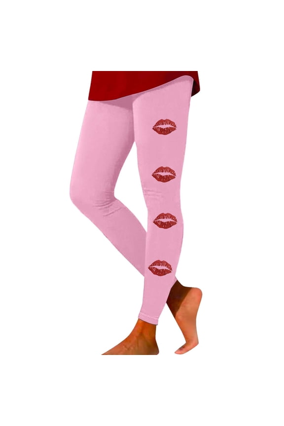 Leggings Set Cute Love Heart Print Graphic Valentine Tight Running Legging Cross Waist Flare Leggings Scrunched Leggings Bottoms for Women