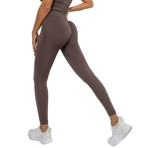 Leggings Solid Strethcy Yoga Fitness Women's Waist Pant Color High Yoga Pants(S, Coffee)