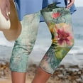thumbnail image 1 of Leggings for Women under $5! Cagogo Womens Summer Capri Leggings Floral Print Knee Length Soft Stretchy Cropped Pants Athletic Gym Casual Summer Elastic Waist Plus Size Yoga Pants, 1 of 6