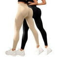 thumbnail image 1 of Leggings for Women, Audhol Women's Texture Hip Lifting Fitness Pants with Tight Fit and High Waist Peach Hip Yoga Pants 2Pc Workout Leggings Light Yellow M, 1 of 3