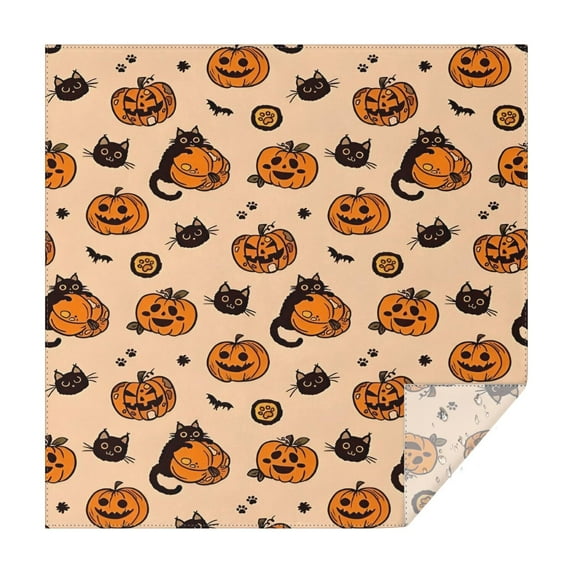 Halloween Cat and Pumpkin Pattern Square Tablecloth,Waterproof Square Table Cover,Wipeable Spillproof Washable Table Cover for Home Kitchen Party Decor 42"X42"(107x107cm)