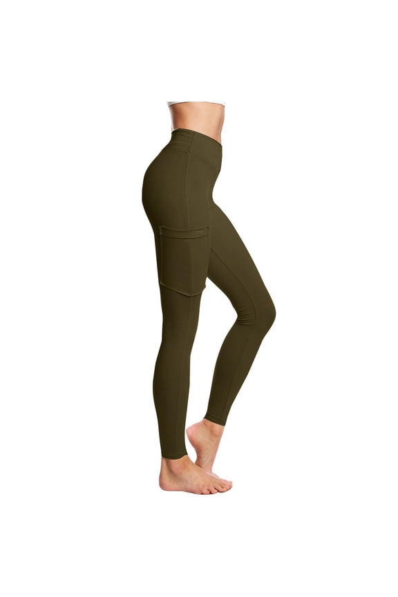 Leggings for Women Clearance!Yanyanz Capri Leggings for Women High Waisted Stretchy Yoga Athletic Leggings Button Knee Length Capris Pants Capris Leggings for Women Casual Leggings for Women Green Xl