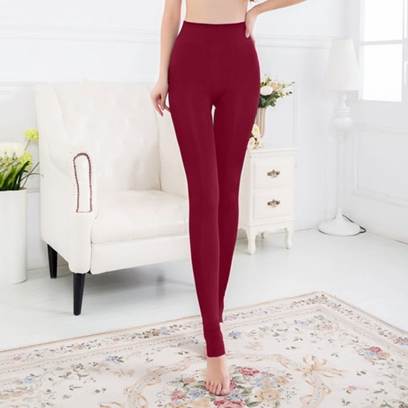 Leggings for Women Clearance!Yanyanz Womens Warm Thickened Silken Mist Solid Color Lined Thermal Pantyhose Stockings Winter Leggings for Women Fleece Lined Sports Leggings for Women Wine M