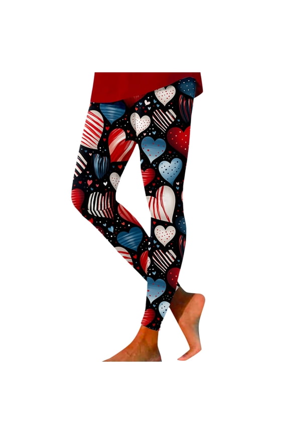 Leggings for Women High Waist Valentines Day Love Heart Printed Stretch Ladies Leggings Workout Fitness Super Soft Tight Pants Holiday Tummy Control Leggings for Women Yoga Pants