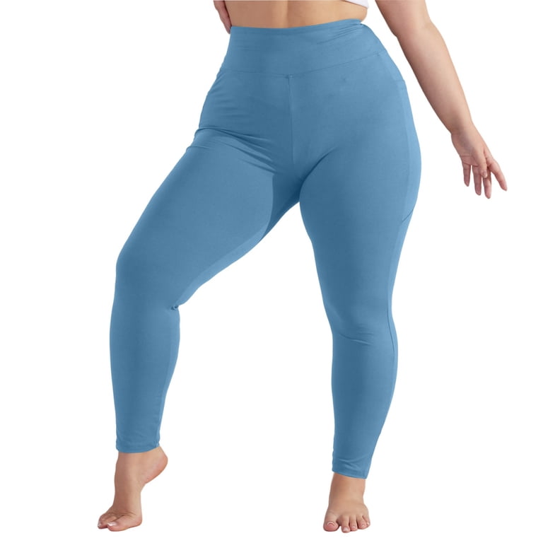 Plus Size Leggings with Pockets for Women 7/8 Length Booty Lift No
