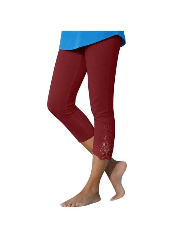 Leggings for Women UK Ladies Cropped High Waist Tummy Control Yoga Leggings Plus Size Hollow Out Seamless Stretchy Casual Plain Cropped Legging for Running Sports Going Out