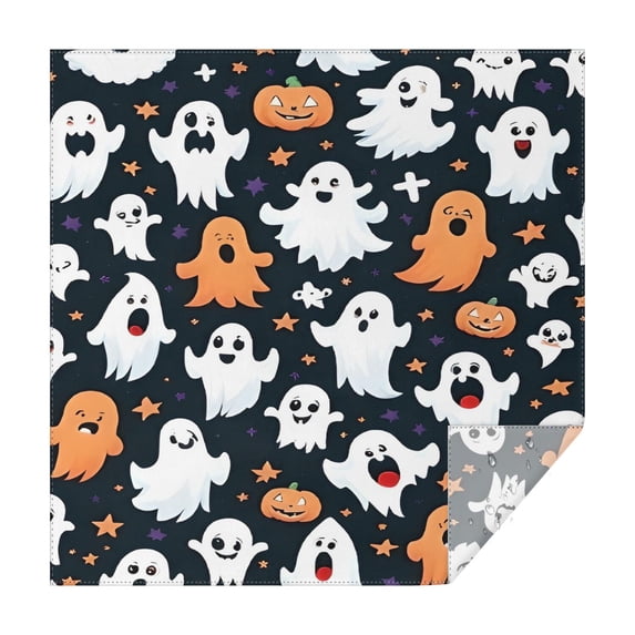 Dark Halloween Ghosts Pumpkins and Stars Square Tablecloth,Waterproof Square Table Cover,Wipeable Spillproof Washable Table Cover for Home Kitchen Party Decor 60"x60"(152x152cm)