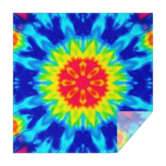 Rainbow Tie Dye Mandala Pattern Square Tablecloth,Waterproof Square Table Cover,Wipeable Spillproof Washable Table Cover for Home Kitchen Party Decor 52"x52"(132x132cm)