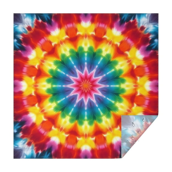 Colorful Rainbow Tie Dye Spiral Pattern Square Tablecloth,Waterproof Square Table Cover,Wipeable Spillproof Washable Table Cover for Home Kitchen Party Decor 52"x52"(132x132cm)