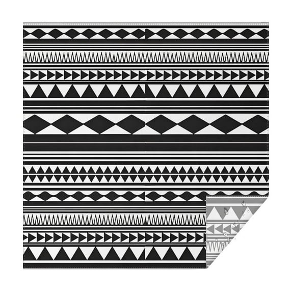 Black White Ethnic Pattern Square Tablecloth,Waterproof Square Table Cover,Wipeable Spillproof Washable Table Cover for Home Kitchen Party Decor 60"x60"(152x152cm)