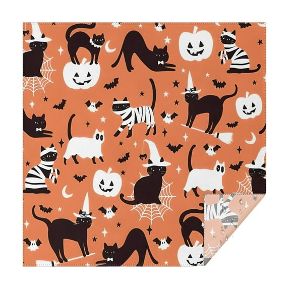 Halloween Cat Pattern Square Tablecloth,Waterproof Square Table Cover,Wipeable Spillproof Washable Table Cover for Home Kitchen Party Decor 52"x52"(132x132cm)