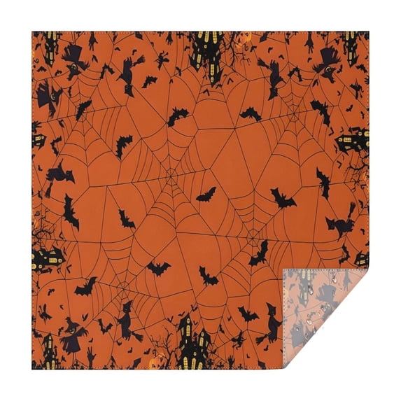 Halloween Spider Web and Bats Square Tablecloth,Waterproof Square Table Cover,Wipeable Spillproof Washable Table Cover for Home Kitchen Party Decor 42"X42"(107x107cm)