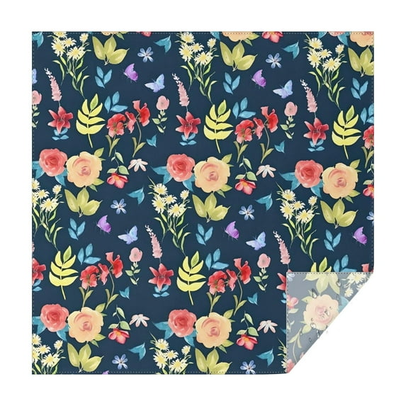 Pioneer Flower Floral Print Pattern Square Tablecloth,Waterproof Square Table Cover,Wipeable Spillproof Washable Table Cover for Home Kitchen Party Decor 42"X42"(107x107cm)