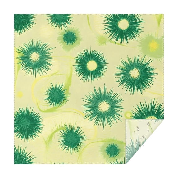 Green Yellow Dandelion Pattern Square Tablecloth,Waterproof Square Table Cover,Wipeable Spillproof Washable Table Cover for Home Kitchen Party Decor 42"X42"(107x107cm)