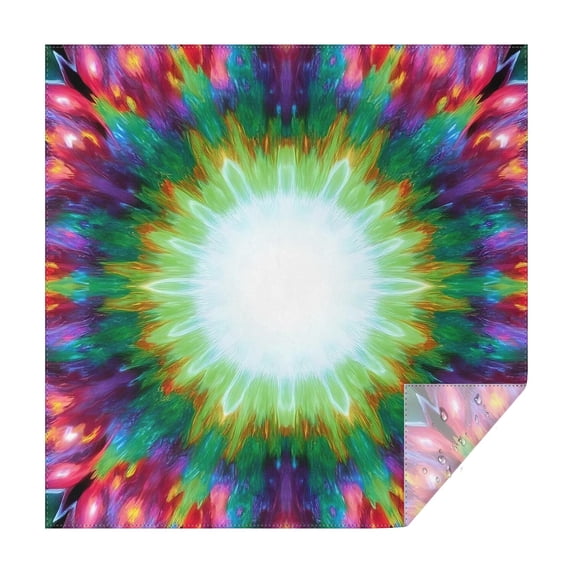 Colorful Radial Tie Dye Pattern Square Tablecloth,Waterproof Square Table Cover,Wipeable Spillproof Washable Table Cover for Home Kitchen Party Decor 42"X42"(107x107cm)