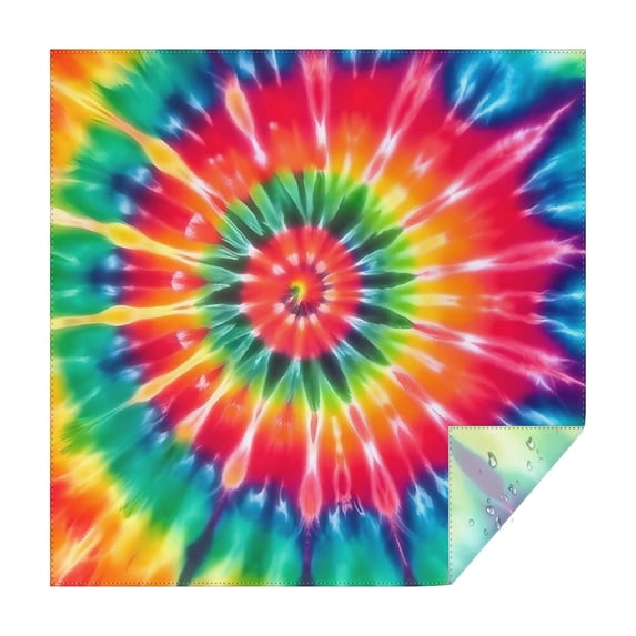 Colorful Rainbow Tie Dye Spiral Pattern Square Tablecloth,Waterproof Square Table Cover,Wipeable Spillproof Washable Table Cover for Home Kitchen Party Decor 52"x52"(132x132cm)