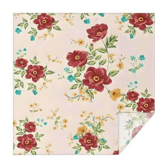 Pioneer Flower Floral Print Pattern Square Tablecloth,Waterproof Square Table Cover,Wipeable Spillproof Washable Table Cover for Home Kitchen Party Decor 60"x60"(152x152cm)