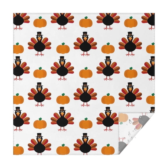 Happy Thanksgiving Turkey Fall Pumpkin Square Tablecloth,Waterproof Square Table Cover,Wipeable Spillproof Washable Table Cover for Home Kitchen Party Decor 42"X42"(107x107cm)