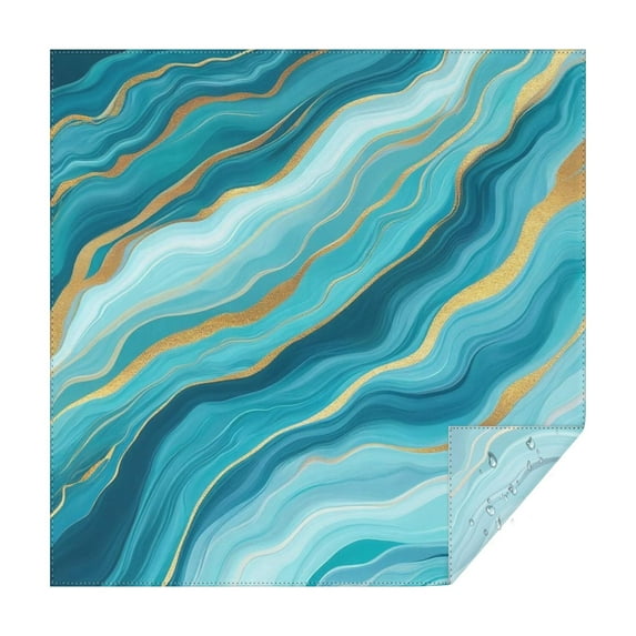 Blue Marble Gold Line Pattern Square Tablecloth,Waterproof Square Table Cover,Wipeable Spillproof Washable Table Cover for Home Kitchen Party Decor 42"X42"(107x107cm)