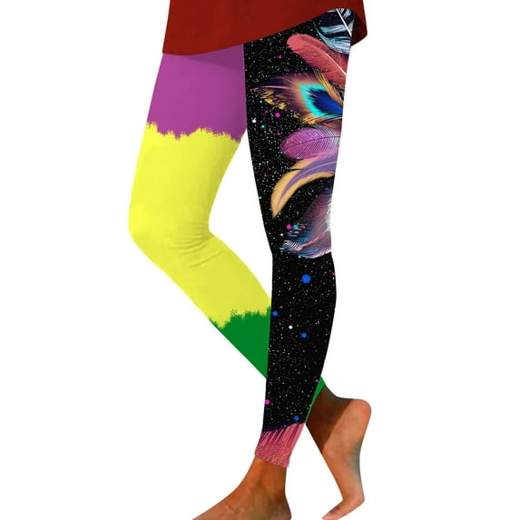 Leggings For Women Workout Out Leggings Easter Y Print Color Block Pants Soft Stretchy Leggings Women Panties plus Size Boxes Half Half Pants Womens Briefs Women Leggings for Women with Pockets