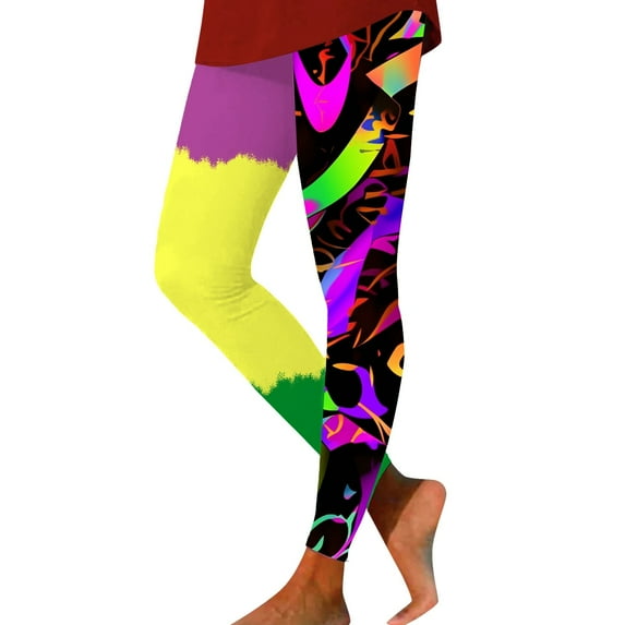 Leggings For Women Workout Out Leggings Easter Y Print Color Block Pants Soft Stretchy Leggings Women Panties plus Size Boxes Half Half Pants Womens Briefs Women Leggings for Women with Pockets