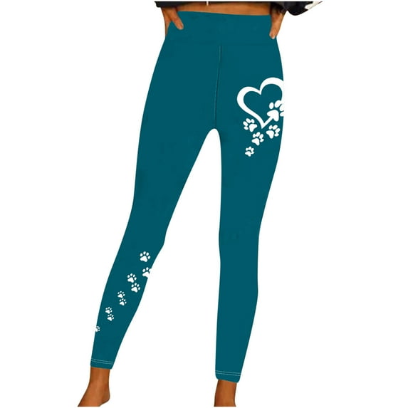 Leggings for Women Yoga Pants High Elastic Waist Printed Tight Tracksuit Bottoms Pull On Workout Gym Sports Training Pants Stretch Comfy Activewear Full Length Jogging Bottoms