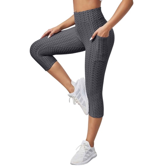 Leggings Women's High Waist Yoga Capris Tummy Control Scrunch Textured Booty Tights Pants
