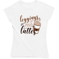 thumbnail image 1 of Leggings and Lattes Fall Thanksgiving Coffee Lover T-Shirt, 1 of 2